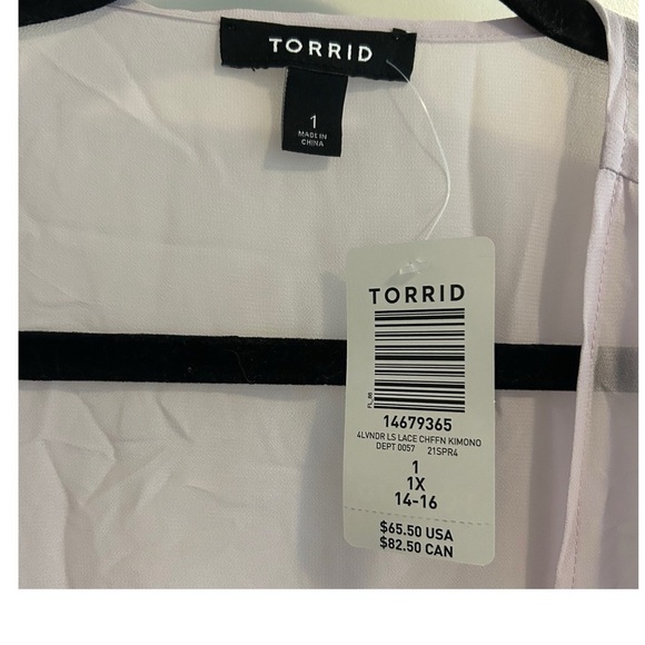 TORRID Chiffon Kimono with Lace Trim in Iris Purple Sz 1X Plus NWT Boho Festival - Picture 7 of 10